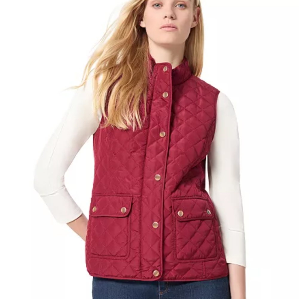 Liz Claiborne XL Fuchsia Quilted Vest | Hot Pink Puffer Layering Gilet
